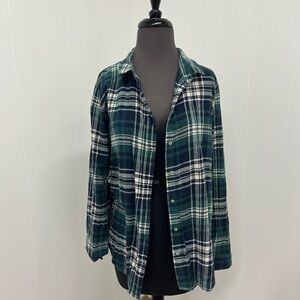 H&M Casual Green and White Checkered Shirt